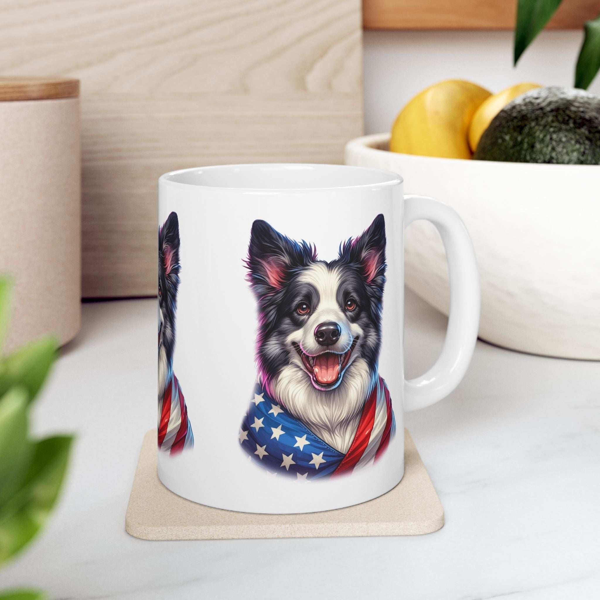 Border Collie Patriotic Dog Ceramic Mug - 11oz & 15oz