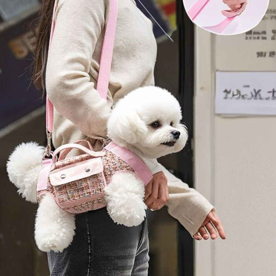 Tweed Pet Harness with Strap - Chic Carry Handle