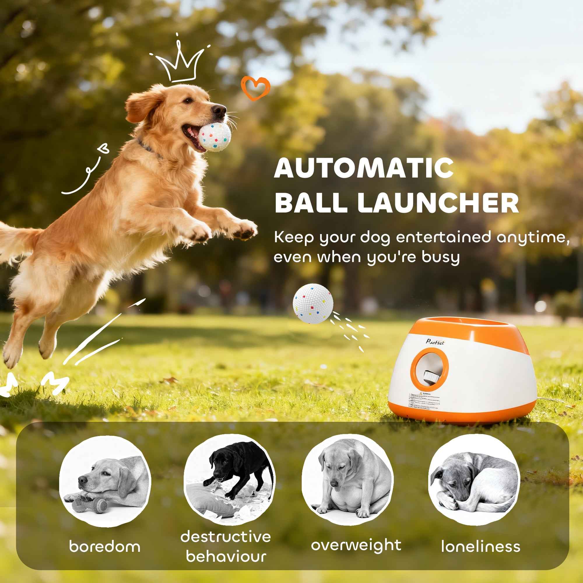 Automatic Dog Ball Launcher - 26-79 FT Remote Control