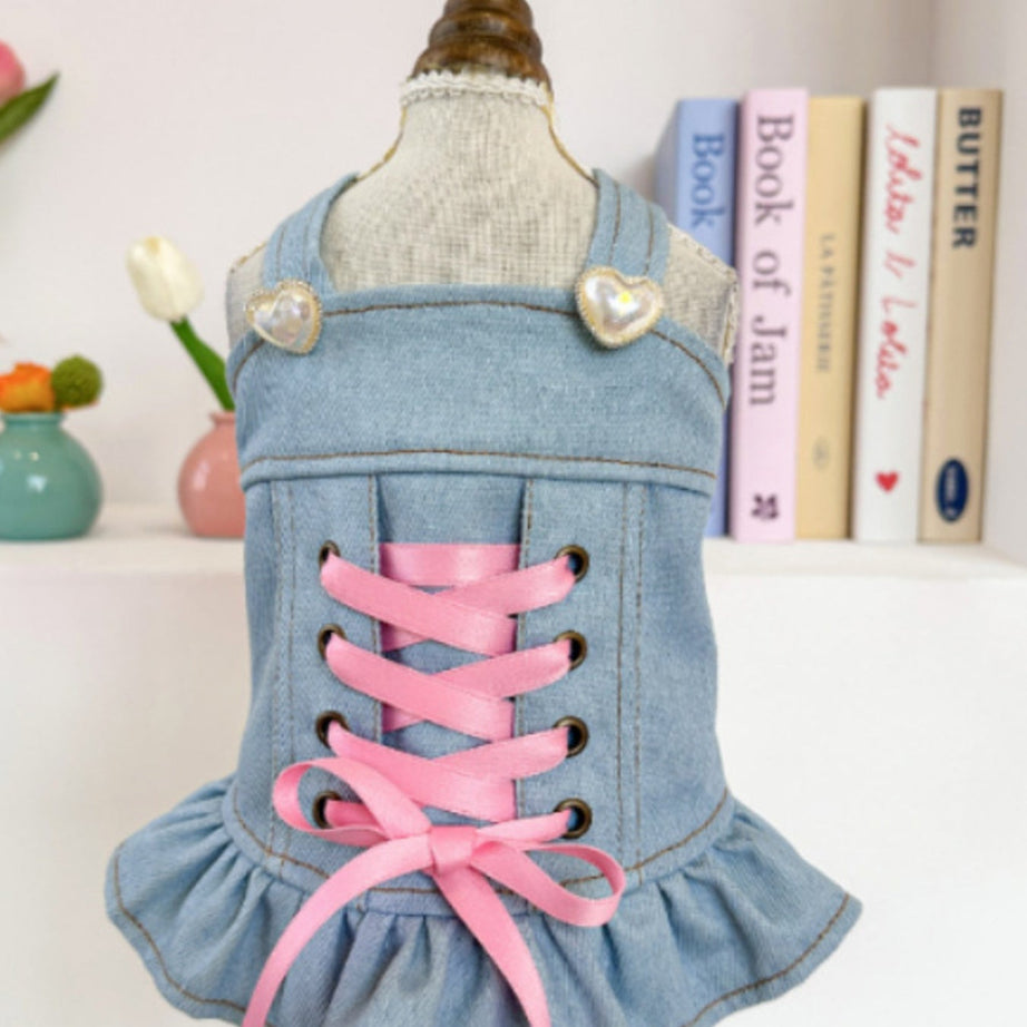 Dog Denim Jacket - Embroidered Boutique Style Apparel for Small Dogs