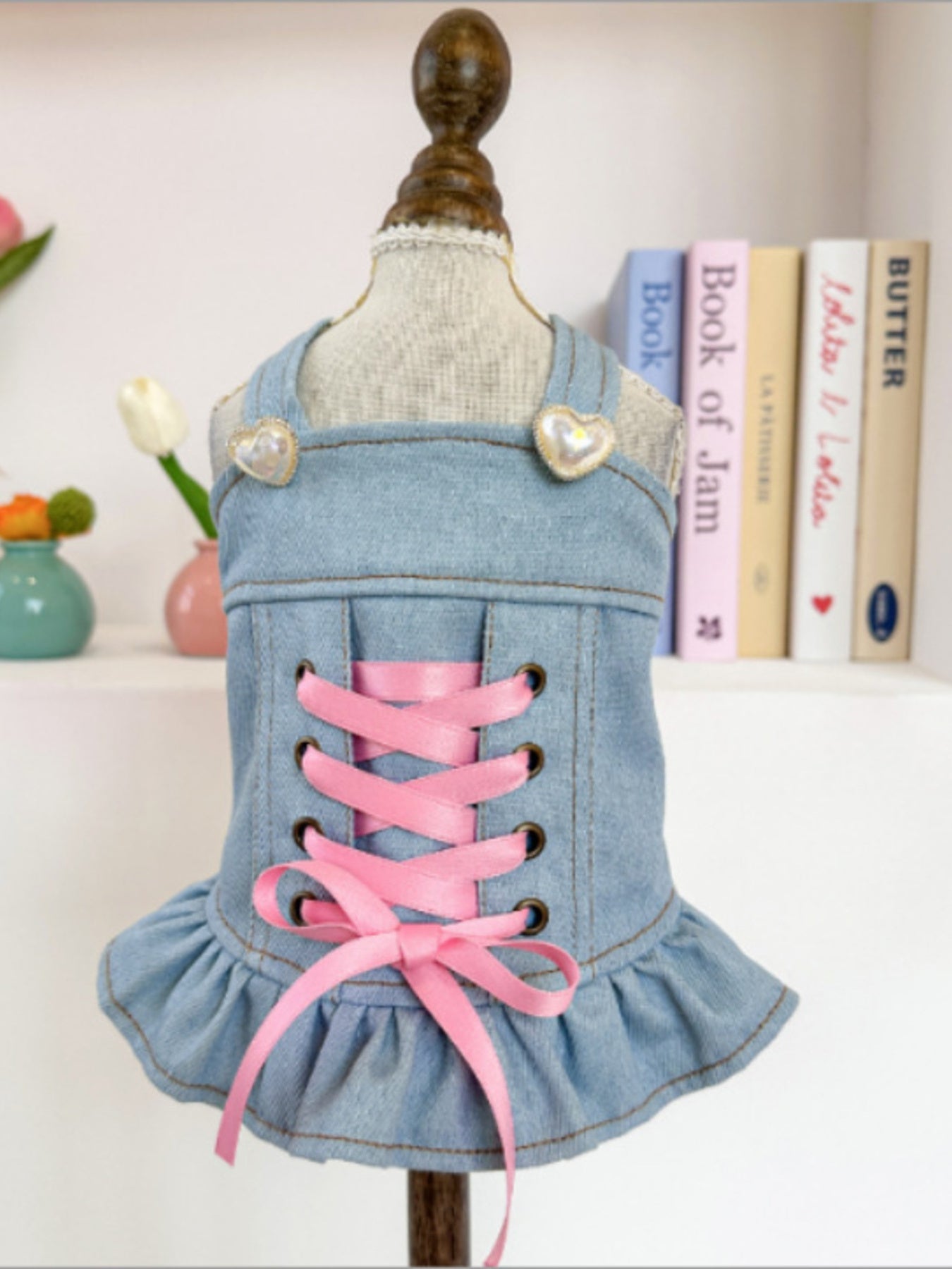 Dog Denim Jacket - Embroidered Boutique Style Apparel for Small Dogs