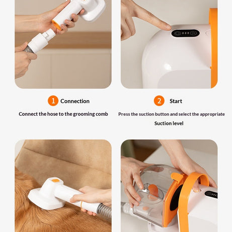 Pet Electric Hair Clipper with Suction - Built-in Vacuum Grooming Tool