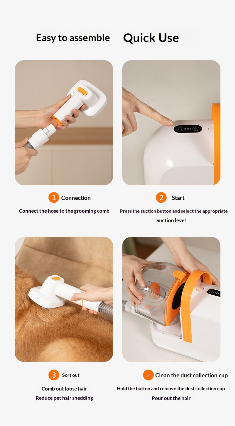Pet Electric Hair Clipper with Suction - Built-in Vacuum Grooming Tool