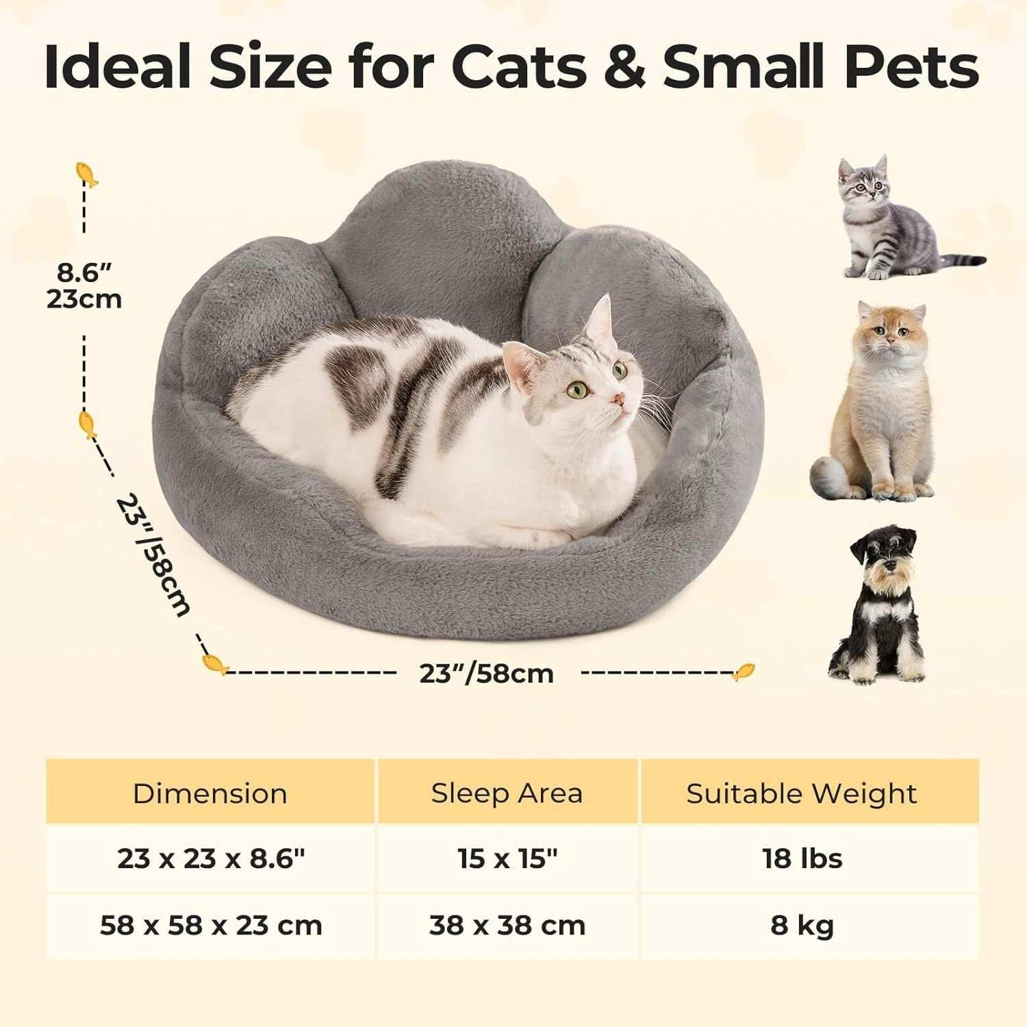 Flower-Shaped Pet Bed - Fluffy Washable Couch for Cats & Small Dogs