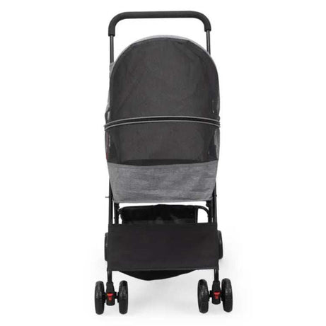 Foldable Pet Stroller, Small Dog Cat Stroller With Storage Basket For Small Puppies, Gray And Black