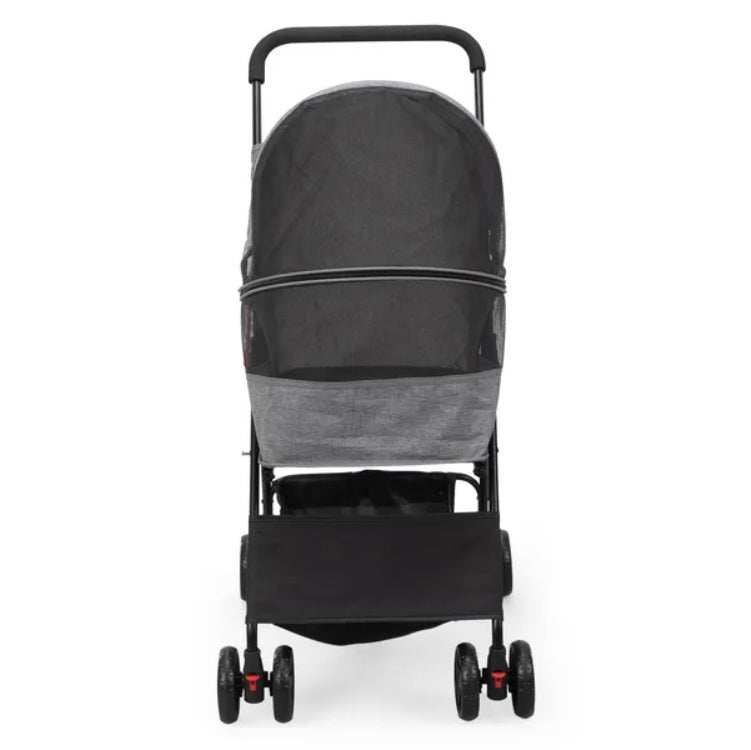 Foldable Pet Stroller, Small Dog Cat Stroller With Storage Basket For Small Puppies, Gray And Black