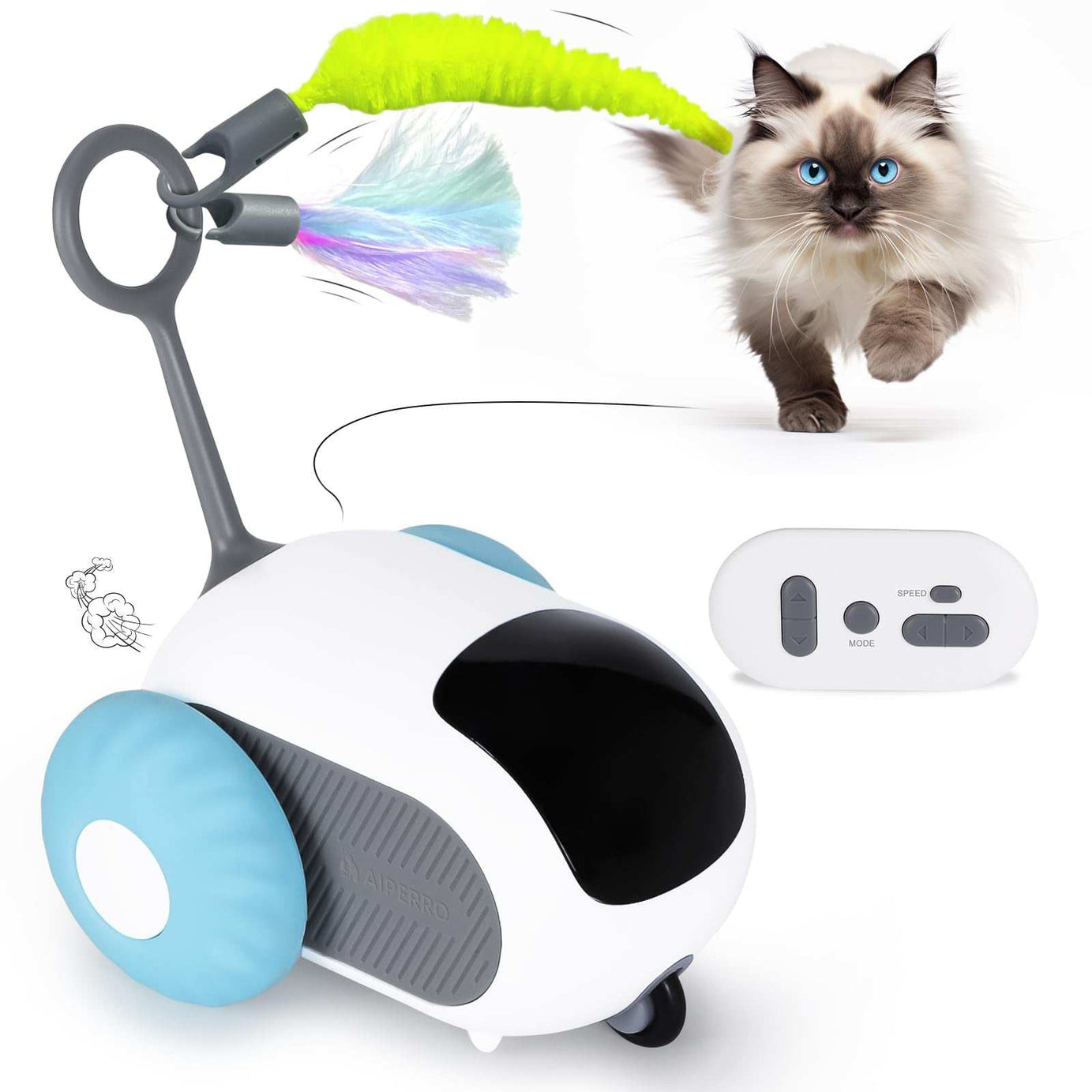 Automatic Moving Car Remote Controlled Smart Pet Toy - Interactive Playing