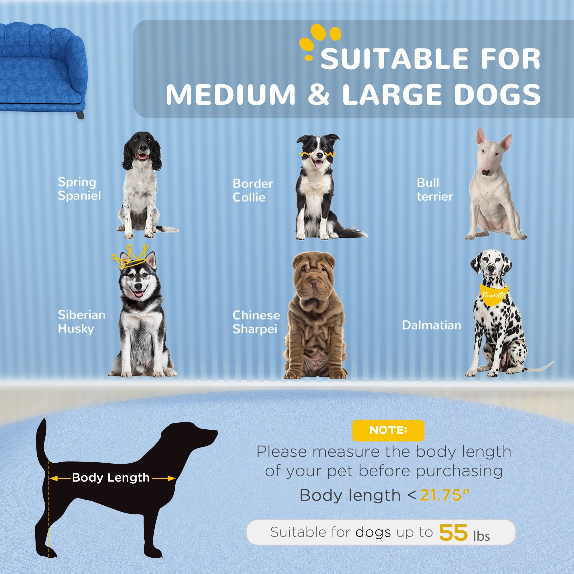 Dog Sofa Pearl Design - Velvet Cushion Birch Wood Legs