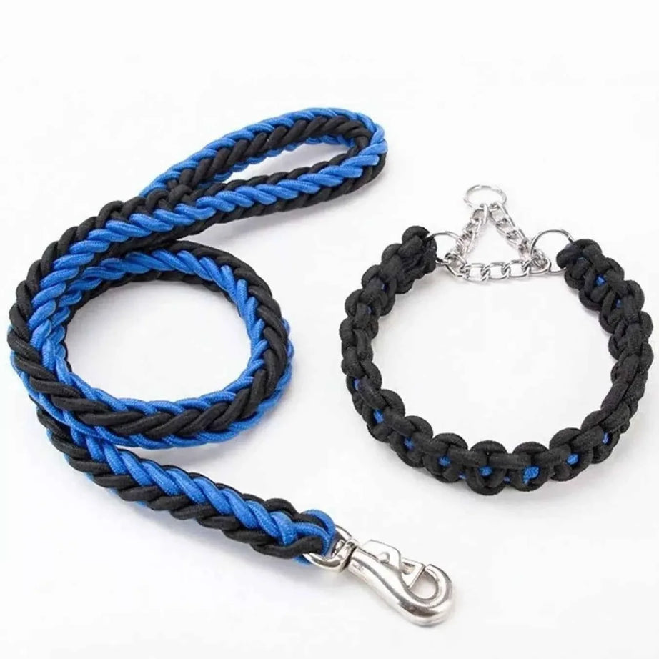 Dog Braided Rope Leash Set - Metal Clasp 4 Colors 3 Sizes
