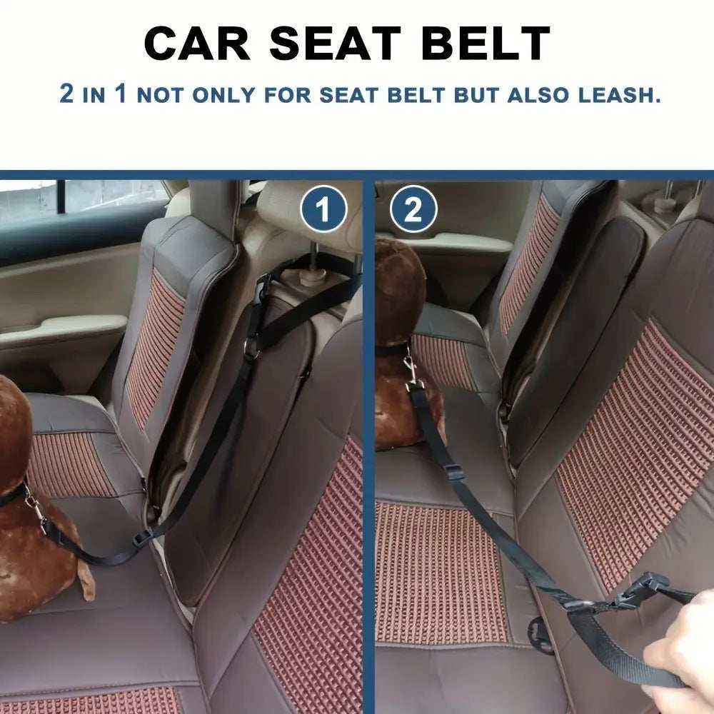 Adjustable Harness Solid Two-in-one Car BackSeat Pet Safety Belt Lead Leash