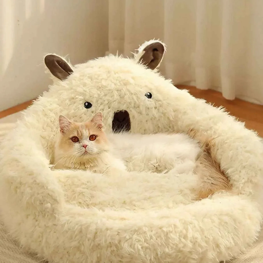 Cozy Pet Nest - Bear-Shaped Plush Bed