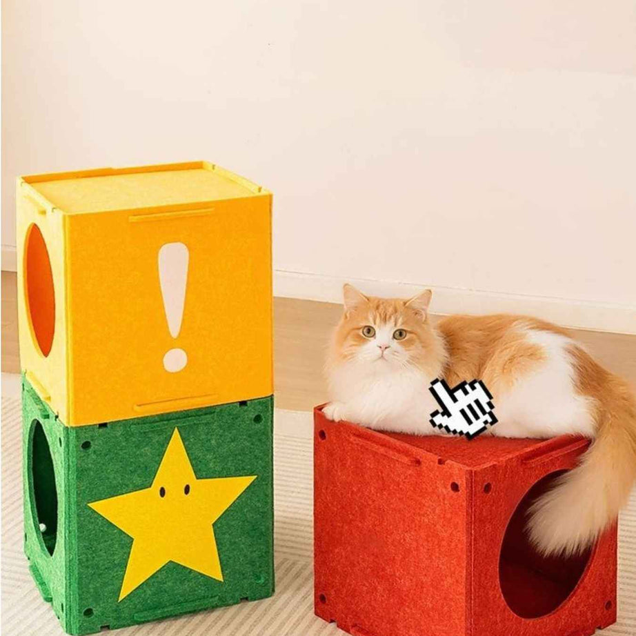 Cat House Cube Tunnel System - Felt Interactive Hideaway