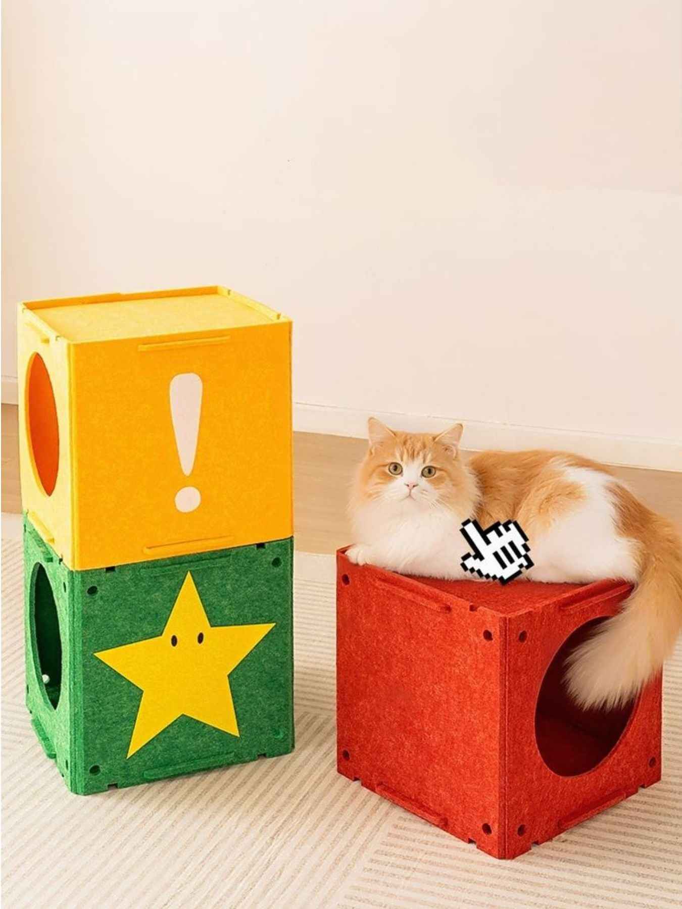 Cat House Cube Tunnel System - Felt Interactive Hideaway