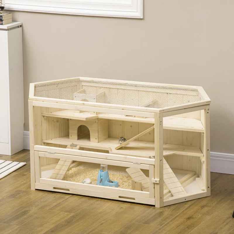 Large Wooden Hamster Cage -  3 Tier Playhouse with Tray
