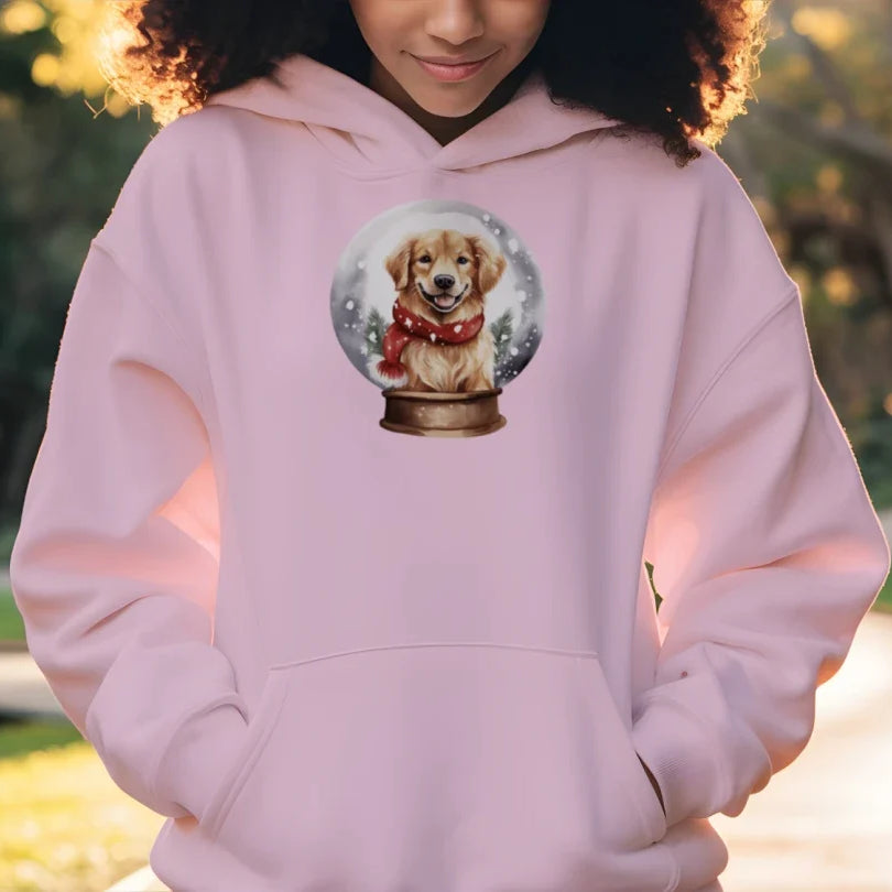 Snow Globe Golden Hoodie - Winter Dog Lover Sweatshirt