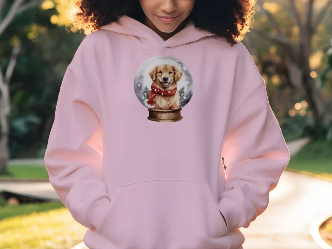 Snow Globe Golden Hoodie - Winter Dog Lover Sweatshirt
