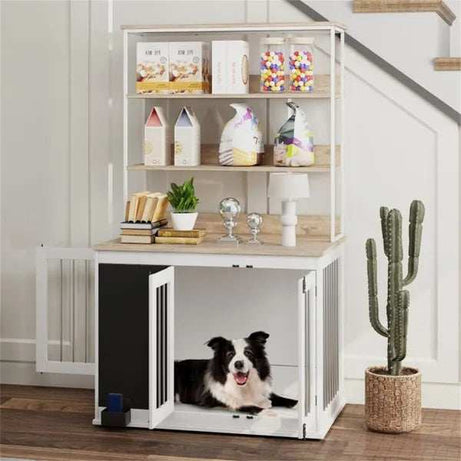 Furniture Dog Crate with Storage - Large Side Table Kennel