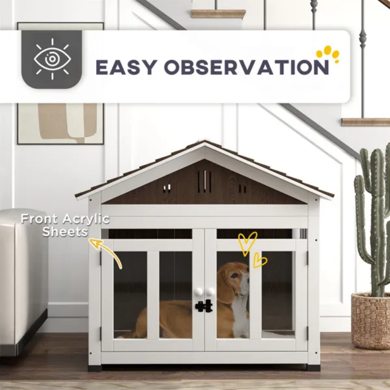 Elegant Haven Crate - Wooden Dog Furniture Kennel