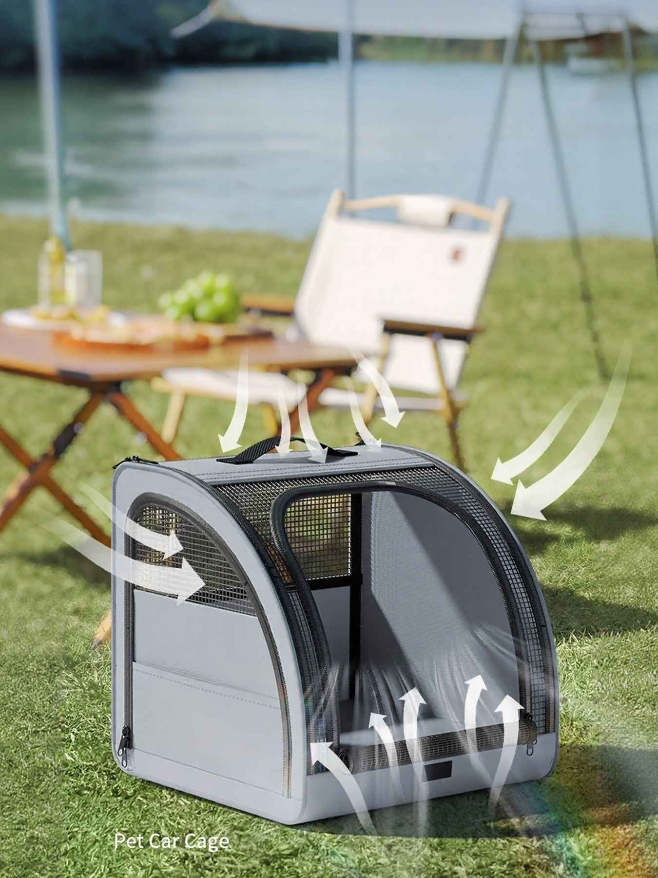 Pet Car Cage Collapsible - Breathable Oxford Travel Crate