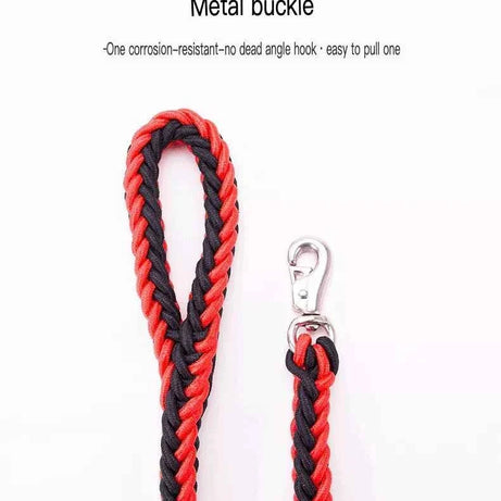 Dog Braided Rope Leash Set - Metal Clasp 4 Colors 3 Sizes