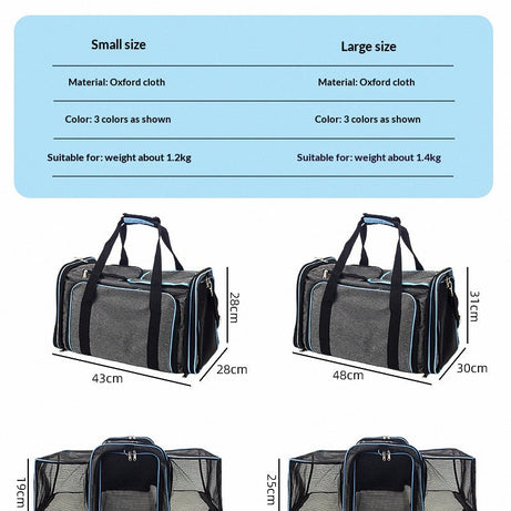 Foldable Pet Carrier Bag - Car Seat Travel Bag for Cats and Small Dogs