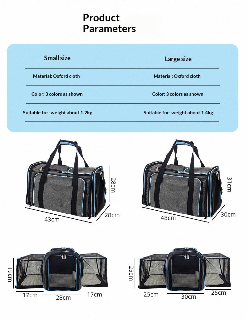 Foldable Pet Carrier Bag - Car Seat Travel Bag for Cats and Small Dogs