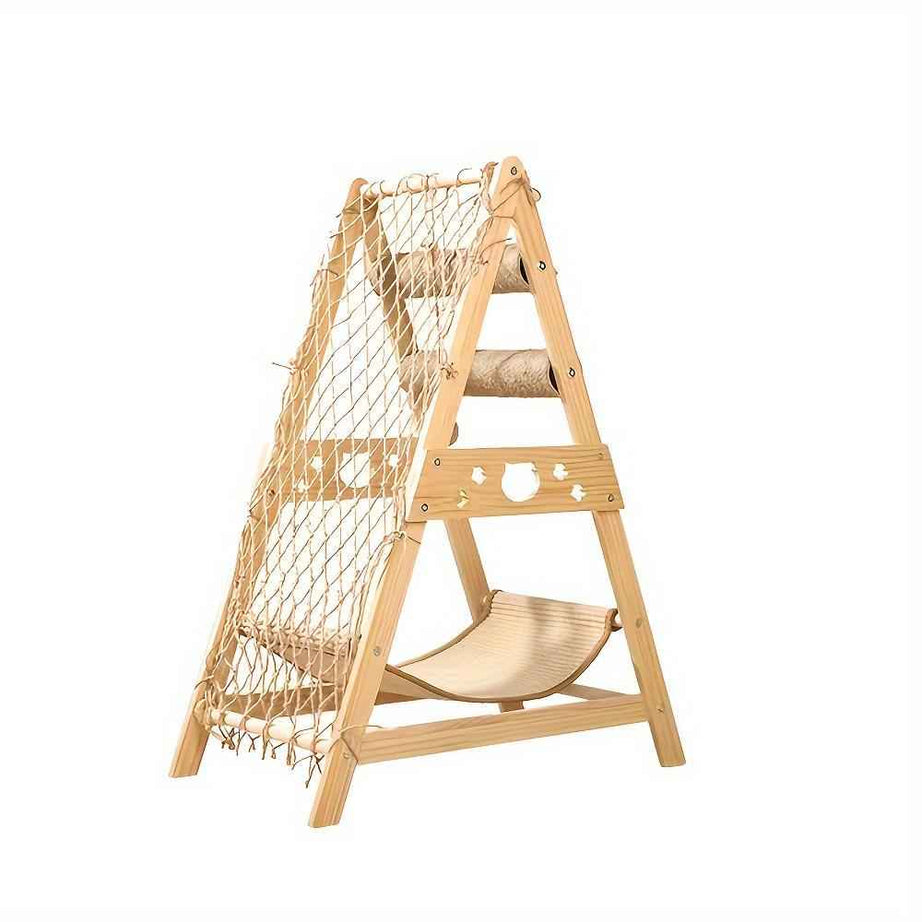 Cat Tree Wooden Multi-Level - Scratching Posts Summer Bed Net