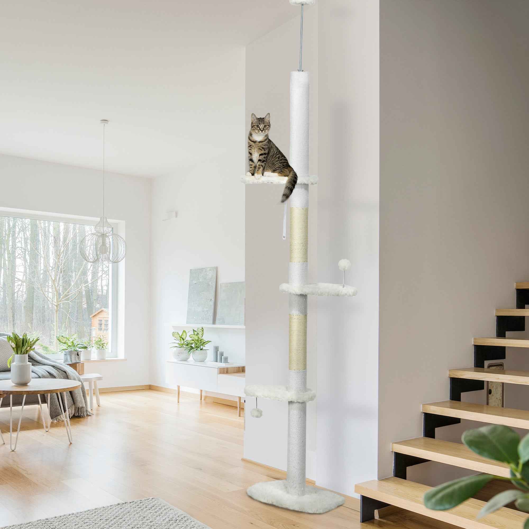 Cat Tree Floor to Ceiling - Adjustable Cloud Perches Sisal