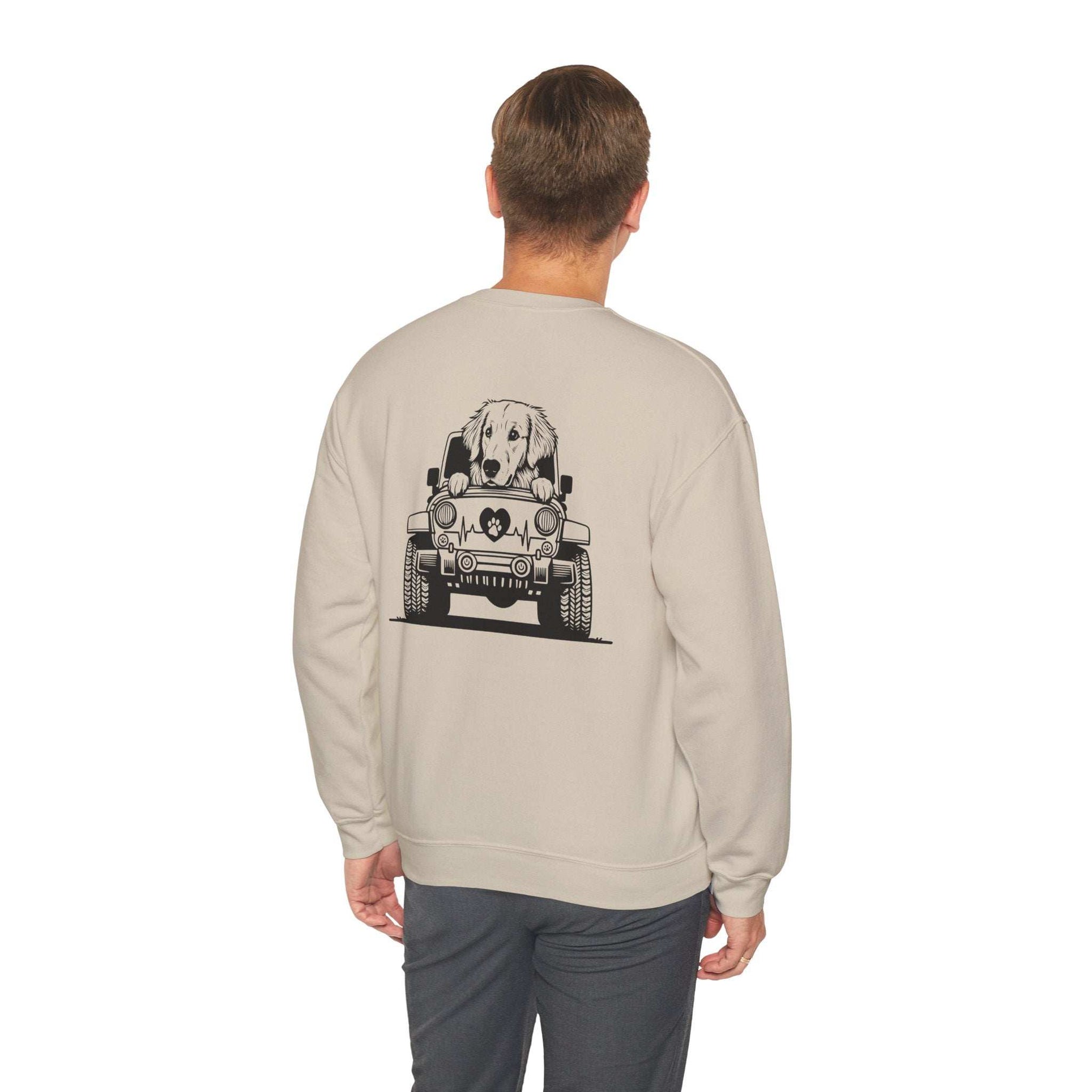 Golden Retriever Jeep Sweatshirt - Dog Lover's Heavy Blend