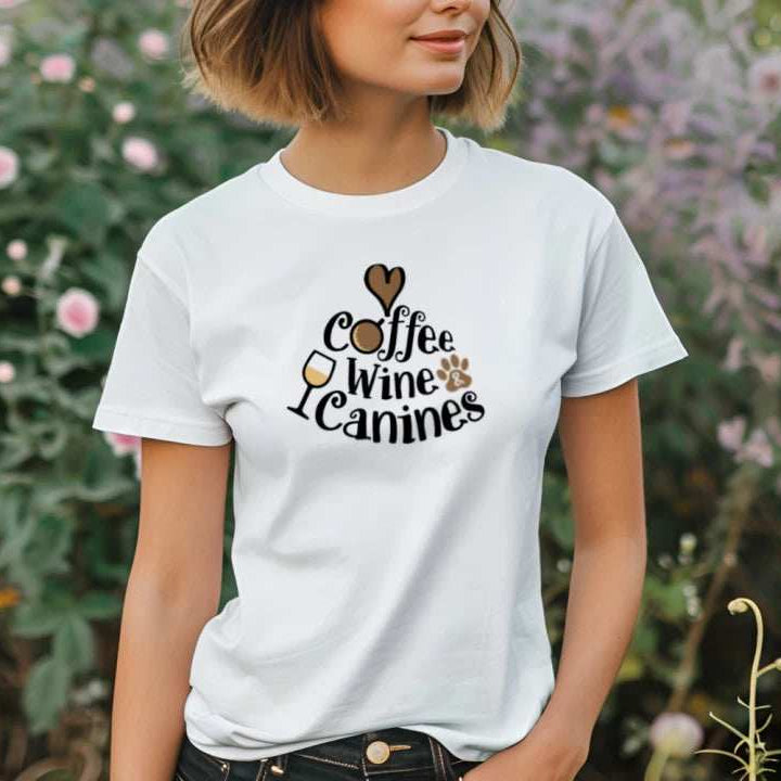 Love Coffee Wine Canines T-Shirt - Dog Parent Lifestyle