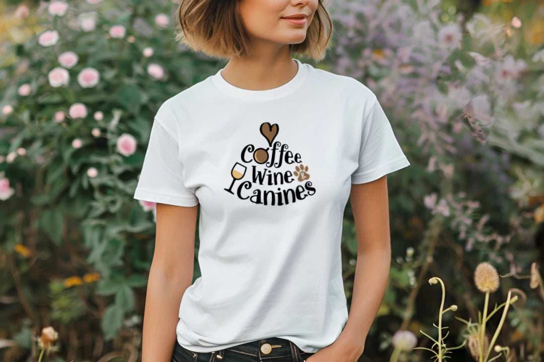 Love Coffee Wine Canines T-Shirt - Dog Parent Lifestyle
