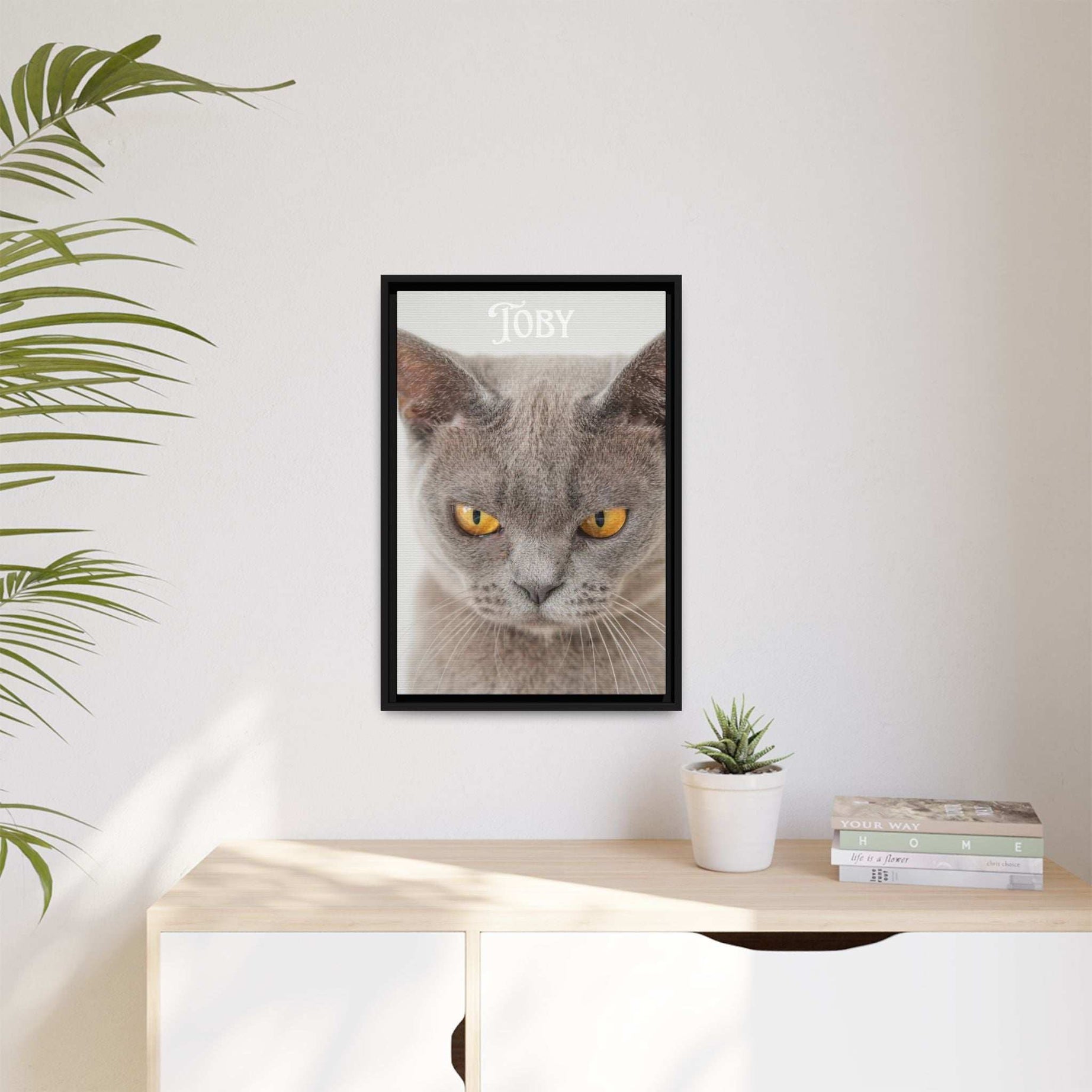 Personalized Photo Wall Art - Framed Matte Canvas Print for Pet Lovers - Customizable Name Print