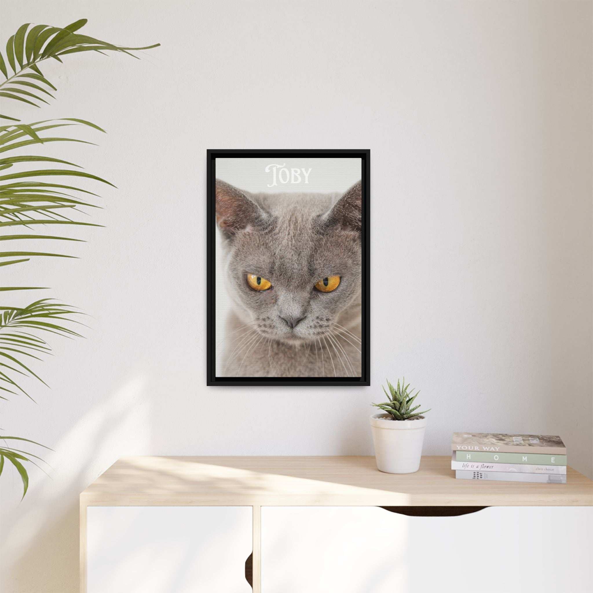 Personalized Photo Wall Art - Framed Matte Canvas Print for Pet Lovers - Customizable Name Print