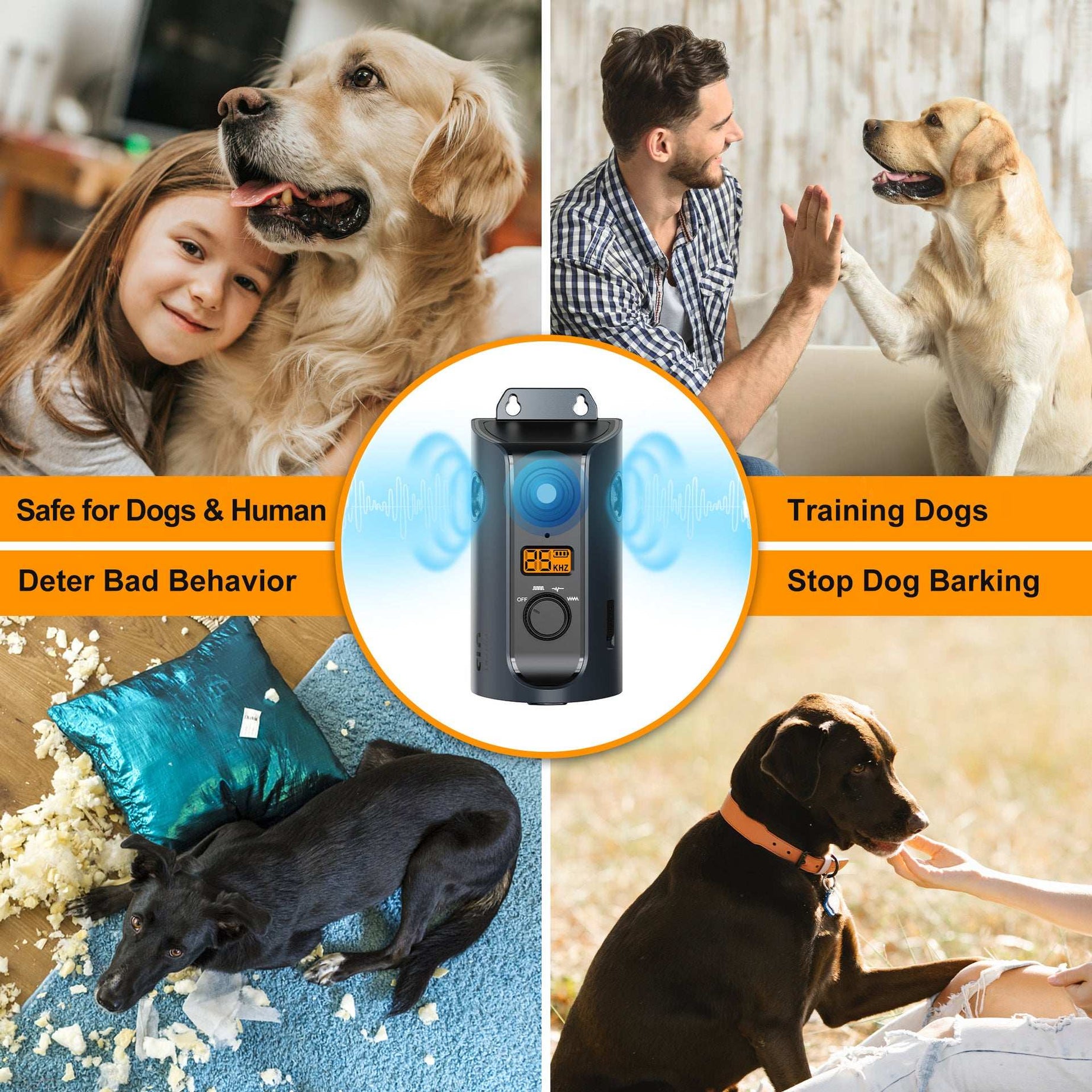Intelligent Anti-barking Device Pet Ultrasonic Bark Stoppers Indoor Outdoor