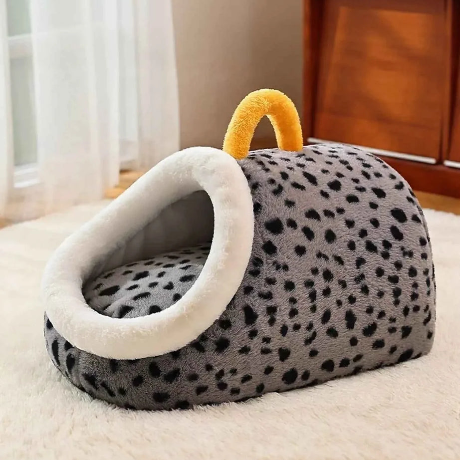 Pet Nest with Handle - Cozy Polka Dot Bed