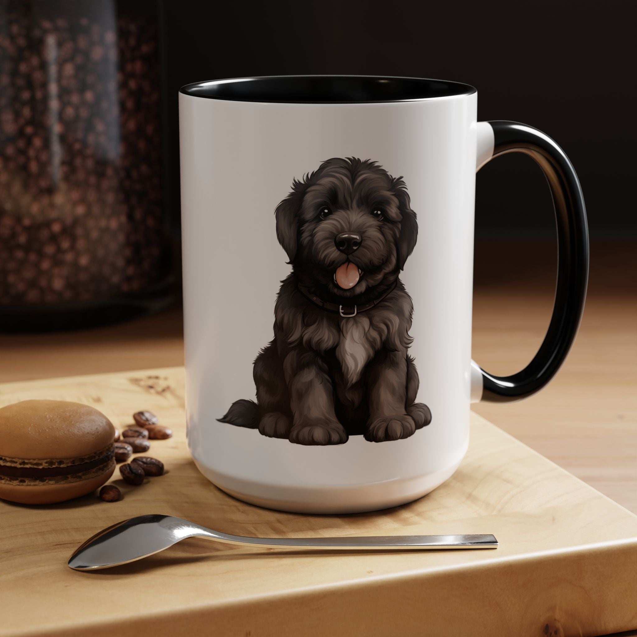 Cute Bouvier Des Flanders Dog Design Accent Coffee Mug - 11oz & 15oz