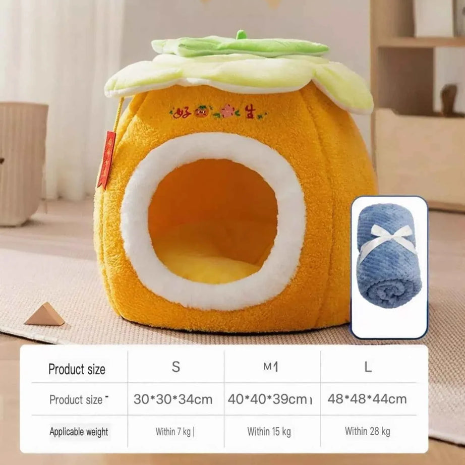 Pet Bed Tree Stump Shaped - Cozy Semi-Enclosed Cave