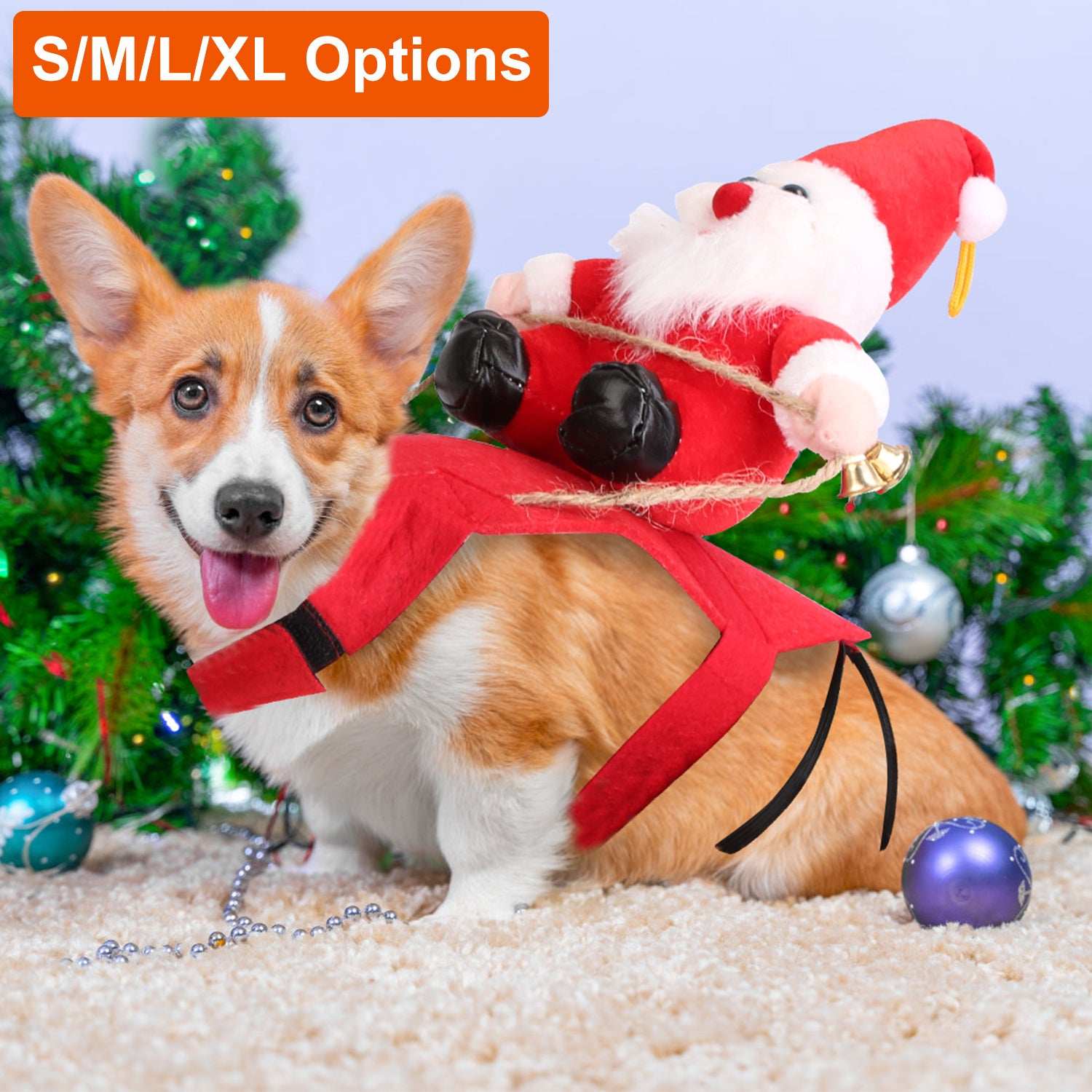 Christmas Santa Pet Outfit - Riding Style with Bell