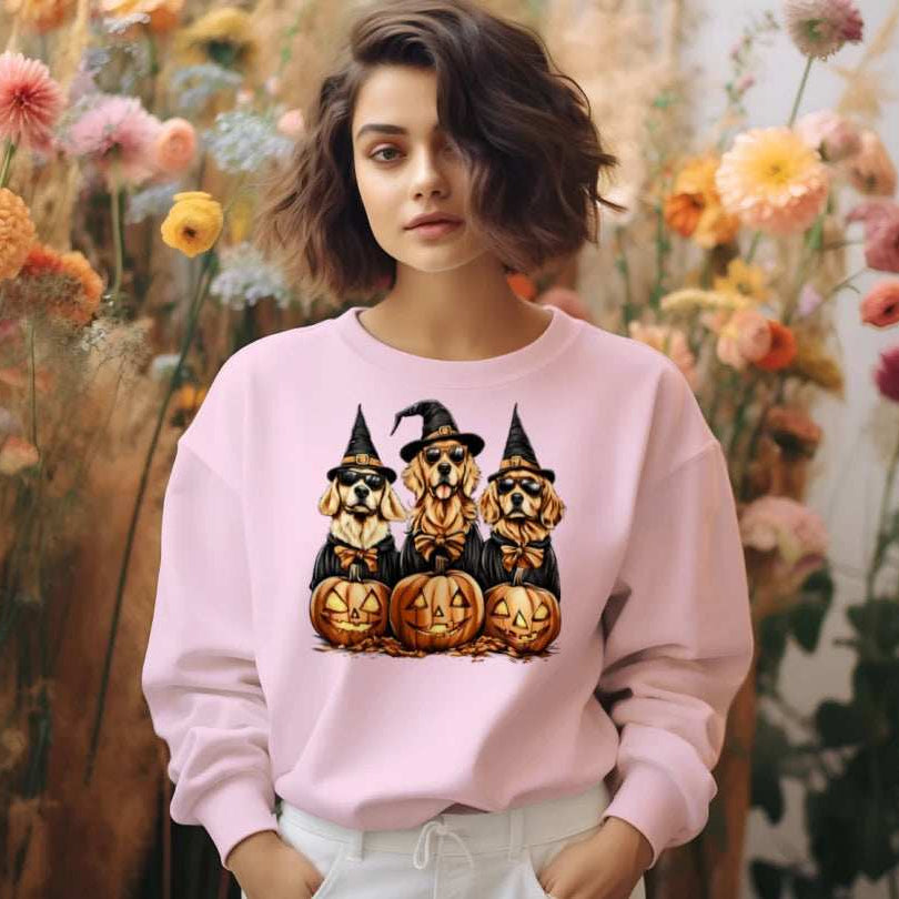Golden Retriever Halloween Sweatshirt - Witch Dogs
