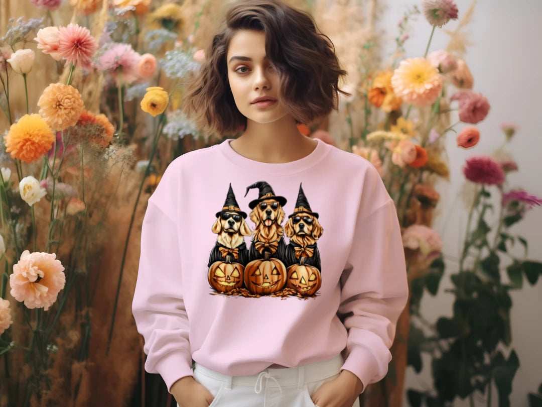 Golden Retriever Halloween Sweatshirt - Witch Dogs