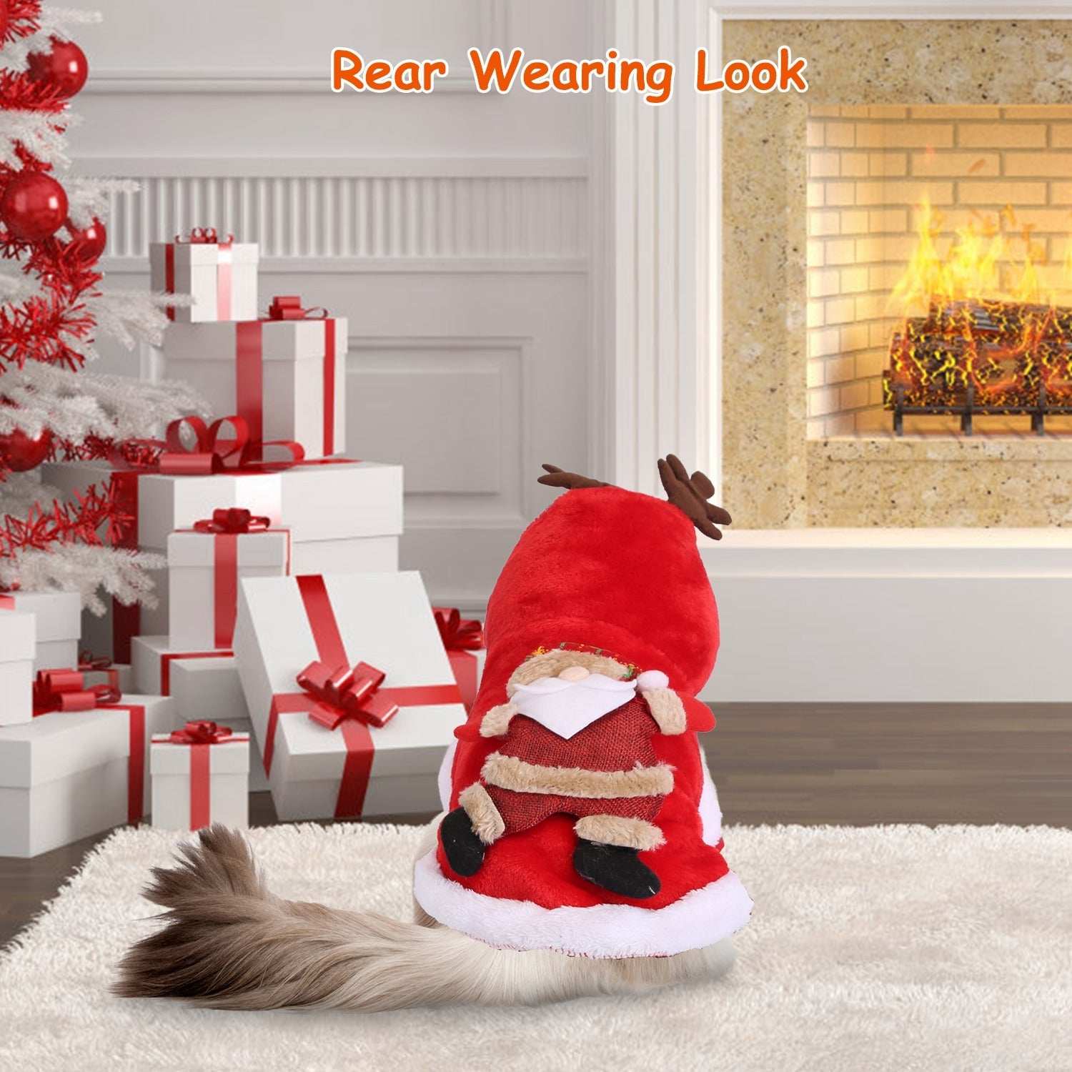 Christmas Santa Reindeer Pet Outfit - 3D Antlers