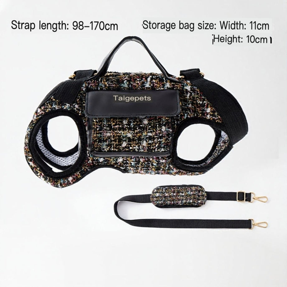 Tweed Pet Harness with Strap - Chic Carry Handle