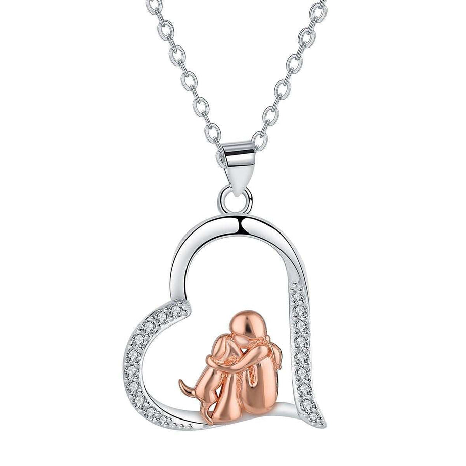 Love Guardian Pendant Girl And Dog Necklace