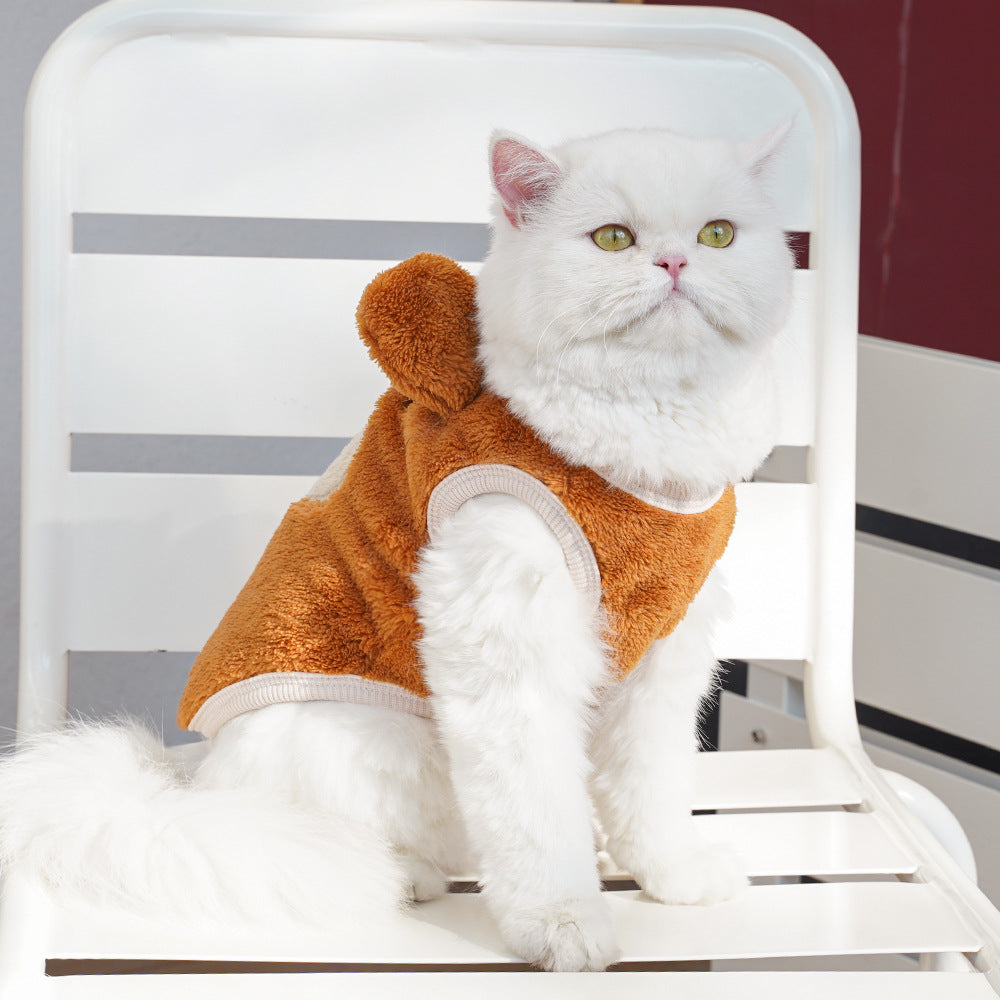 Bear Ears Fleece Coat - Warm Winter Pet Outfit
