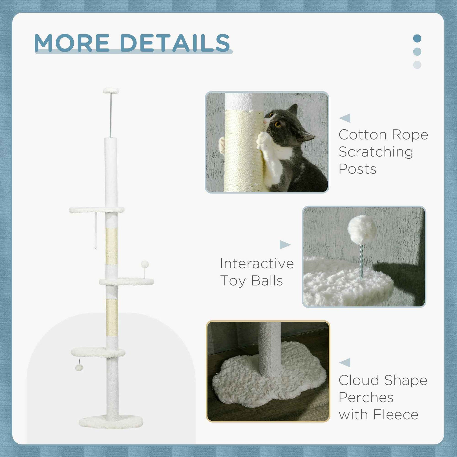 Cat Tree Floor to Ceiling - Adjustable Cloud Perches Sisal
