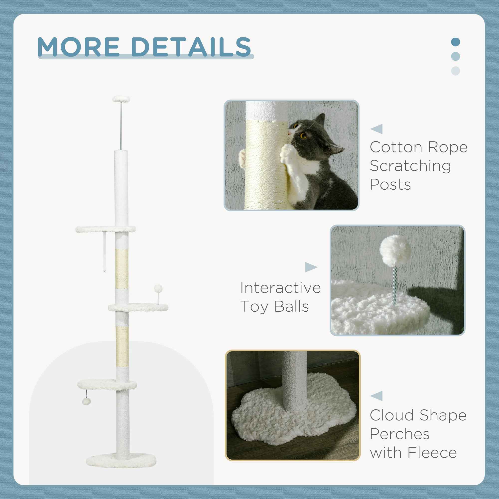 Cat Tree Floor to Ceiling - Adjustable Cloud Perches Sisal