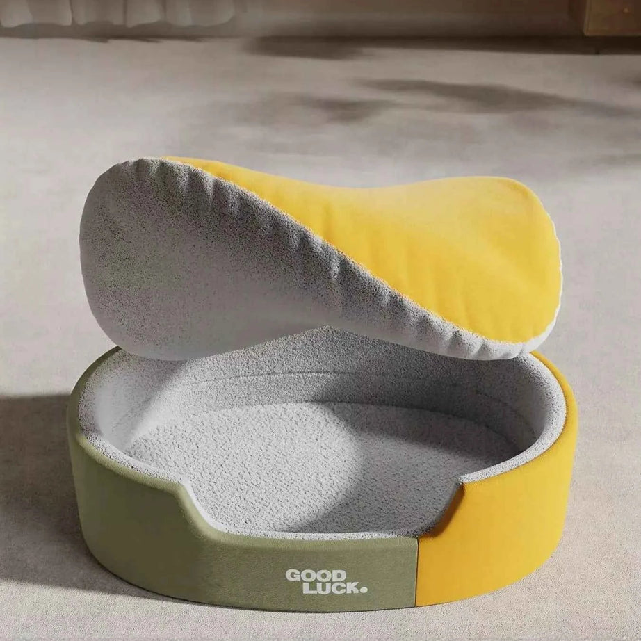 Plush Pet Nest - Two-Tone Thickened Oval Bed