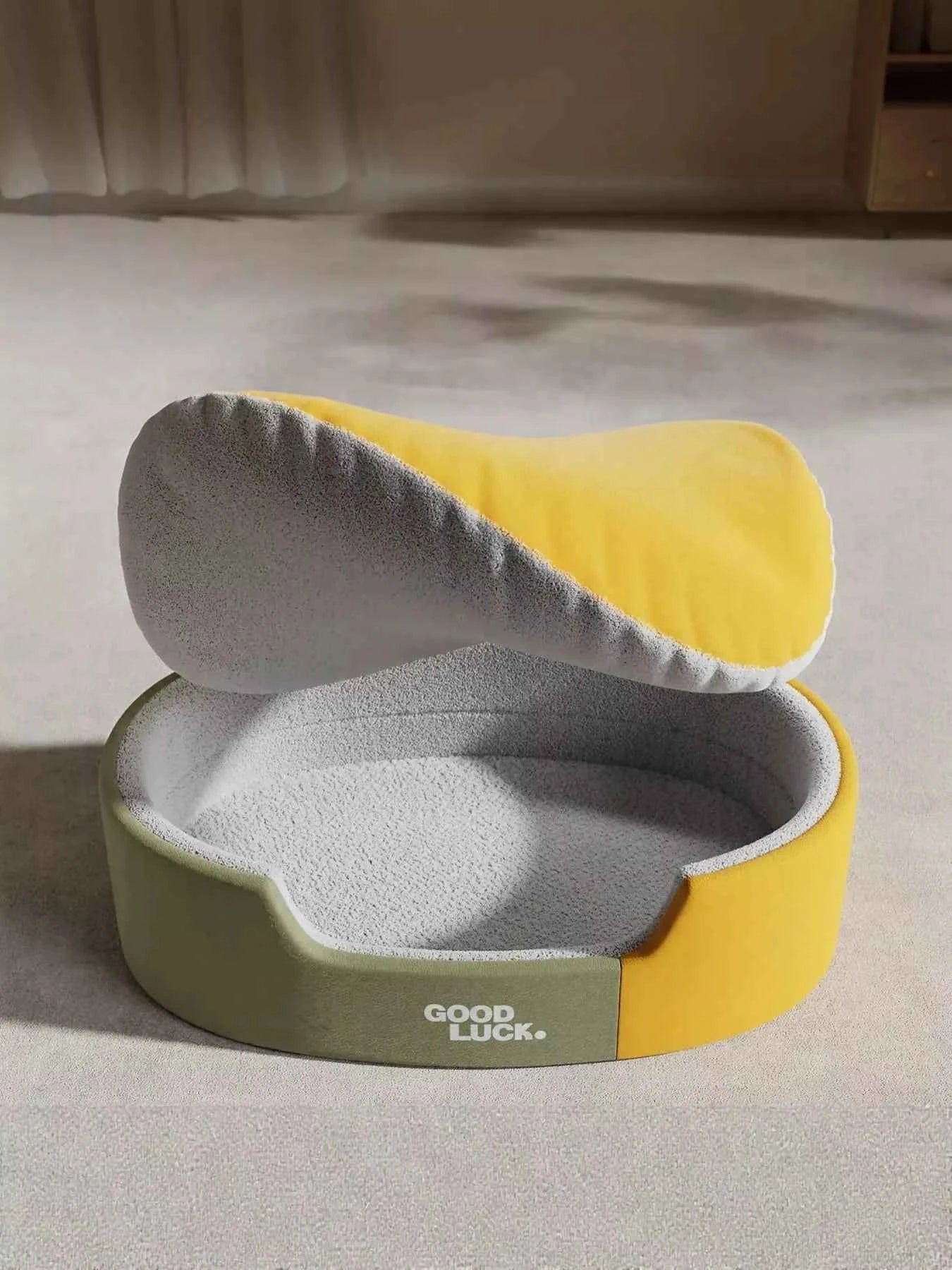 Plush Pet Nest - Two-Tone Thickened Oval Bed