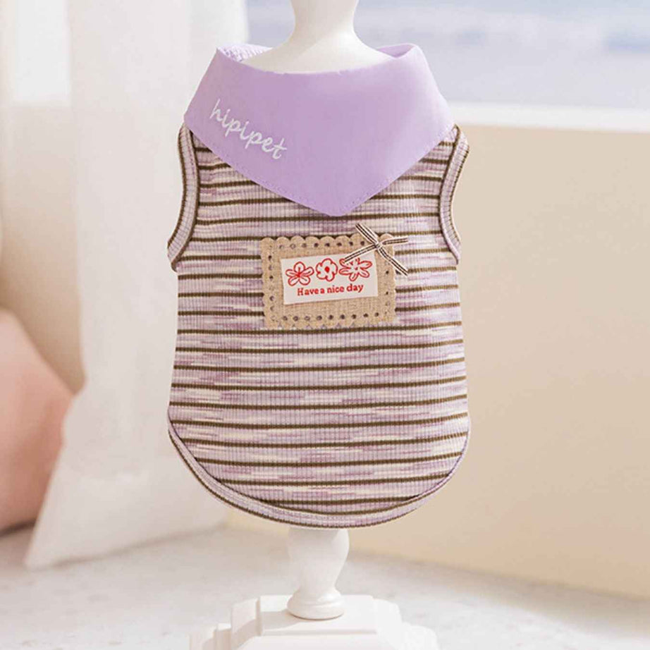 Pet Striped Tie-Front Top - Cute Small Pet Summer Shirt