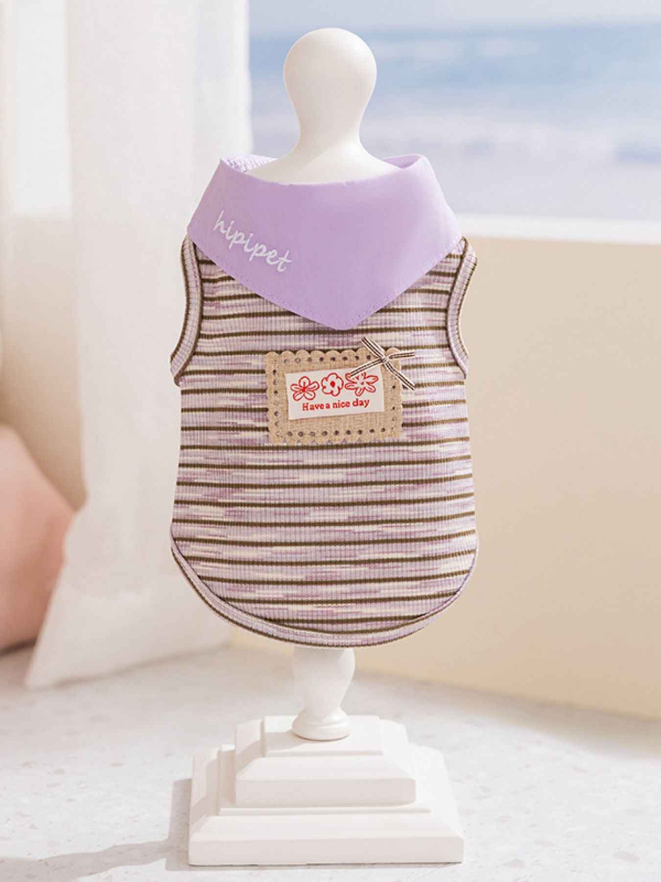 Pet Striped Tie-Front Top - Cute Small Pet Summer Shirt
